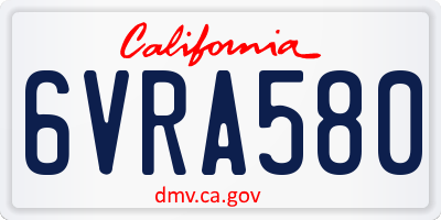 CA license plate 6VRA580