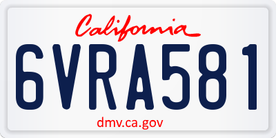 CA license plate 6VRA581
