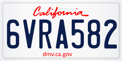 CA license plate 6VRA582
