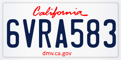 CA license plate 6VRA583