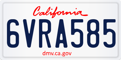 CA license plate 6VRA585