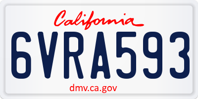 CA license plate 6VRA593