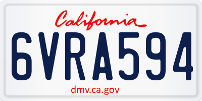 CA license plate 6VRA594