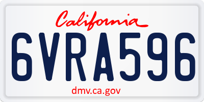 CA license plate 6VRA596