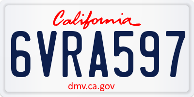 CA license plate 6VRA597