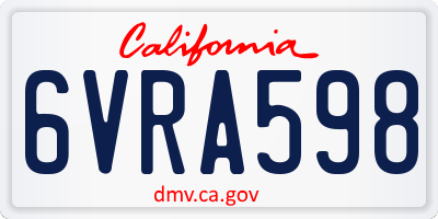 CA license plate 6VRA598