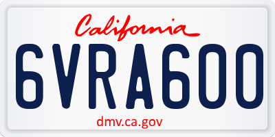 CA license plate 6VRA600