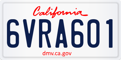 CA license plate 6VRA601