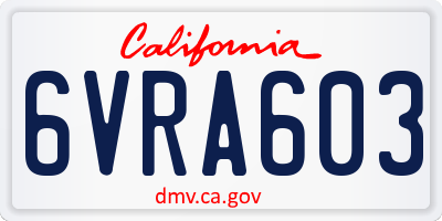 CA license plate 6VRA603