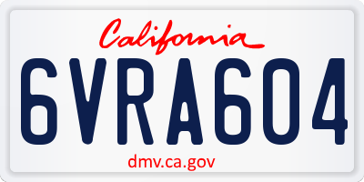 CA license plate 6VRA604