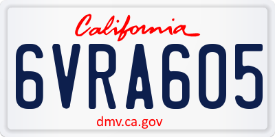 CA license plate 6VRA605