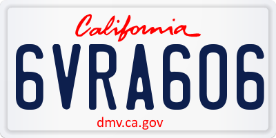 CA license plate 6VRA606
