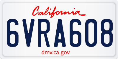 CA license plate 6VRA608