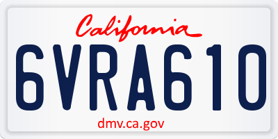 CA license plate 6VRA610