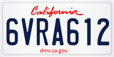 CA license plate 6VRA612
