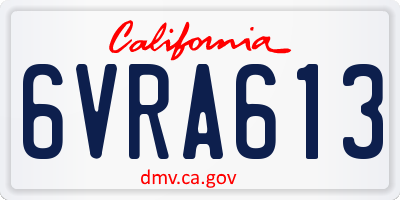 CA license plate 6VRA613
