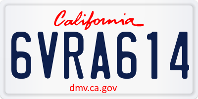 CA license plate 6VRA614