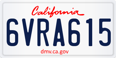 CA license plate 6VRA615