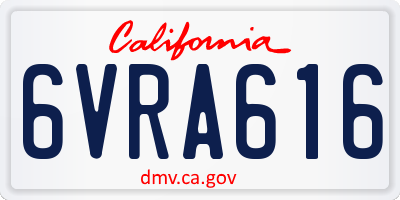 CA license plate 6VRA616