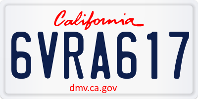 CA license plate 6VRA617