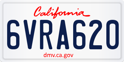 CA license plate 6VRA620