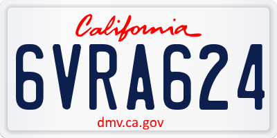 CA license plate 6VRA624