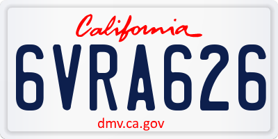 CA license plate 6VRA626