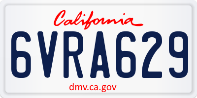 CA license plate 6VRA629