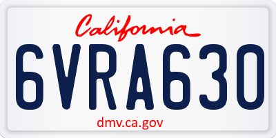 CA license plate 6VRA630