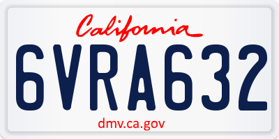 CA license plate 6VRA632