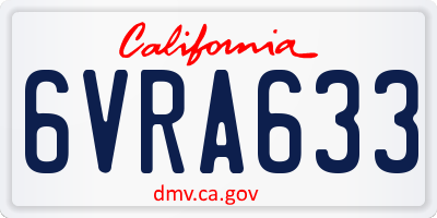 CA license plate 6VRA633