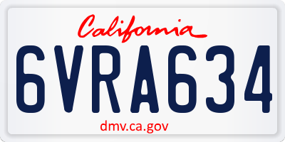 CA license plate 6VRA634