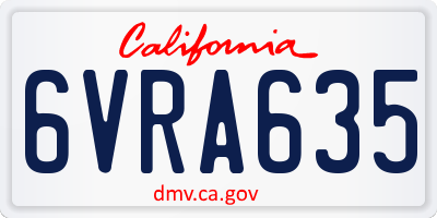CA license plate 6VRA635