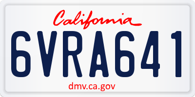 CA license plate 6VRA641
