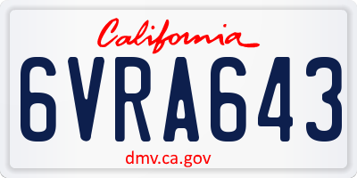 CA license plate 6VRA643
