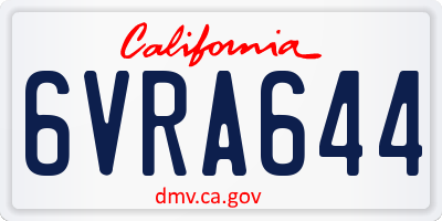 CA license plate 6VRA644