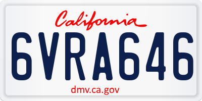 CA license plate 6VRA646
