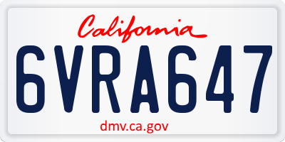 CA license plate 6VRA647