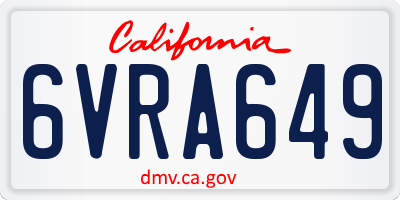 CA license plate 6VRA649