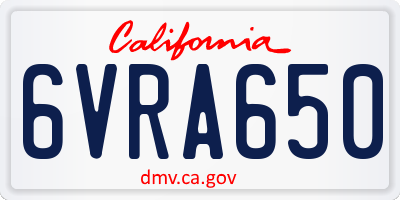 CA license plate 6VRA650