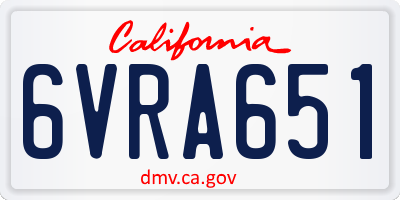 CA license plate 6VRA651