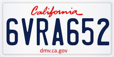 CA license plate 6VRA652