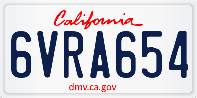 CA license plate 6VRA654