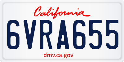 CA license plate 6VRA655