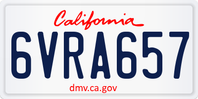 CA license plate 6VRA657