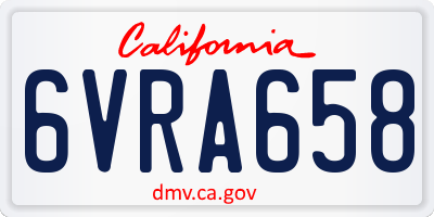 CA license plate 6VRA658