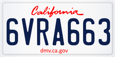 CA license plate 6VRA663