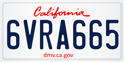 CA license plate 6VRA665