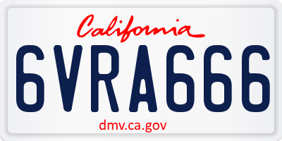 CA license plate 6VRA666