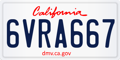 CA license plate 6VRA667